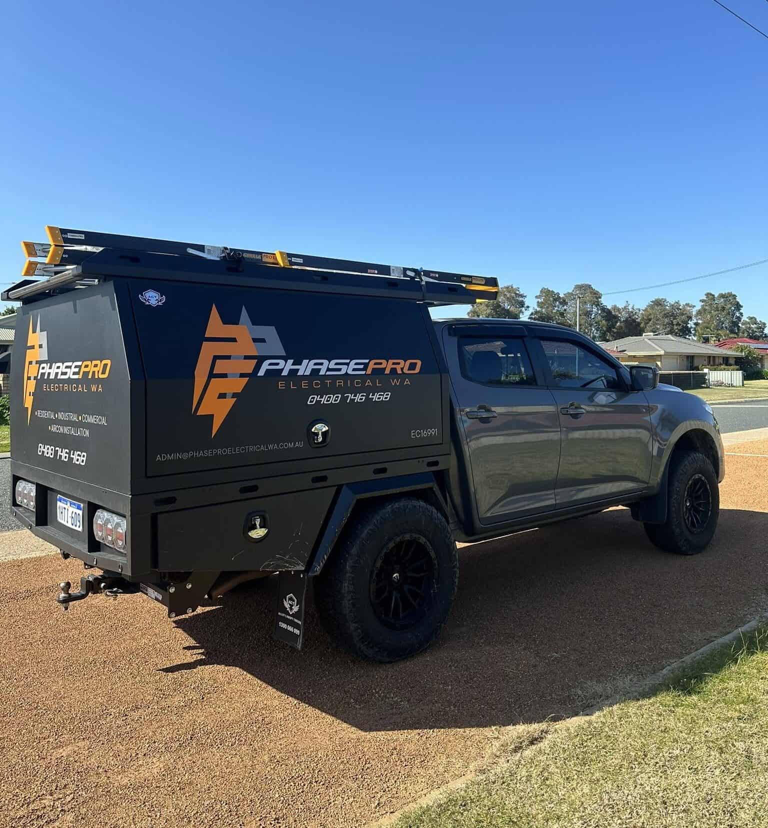 A photo of a Phase Pro Electrical WA's work ute.