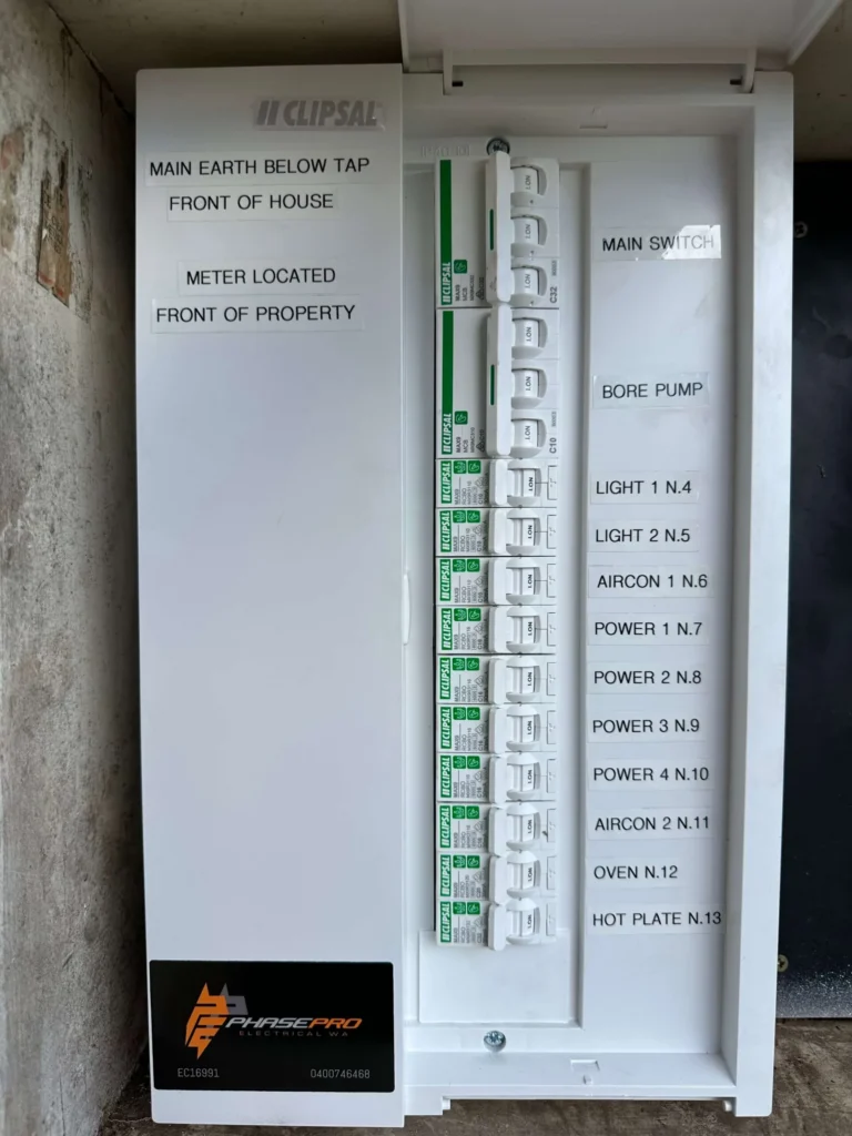A photo of a switchboard installed in Perth.